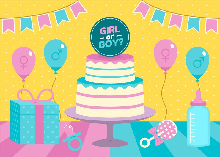 Illustrated Flat Gender Reveal Concept 23 2149014928