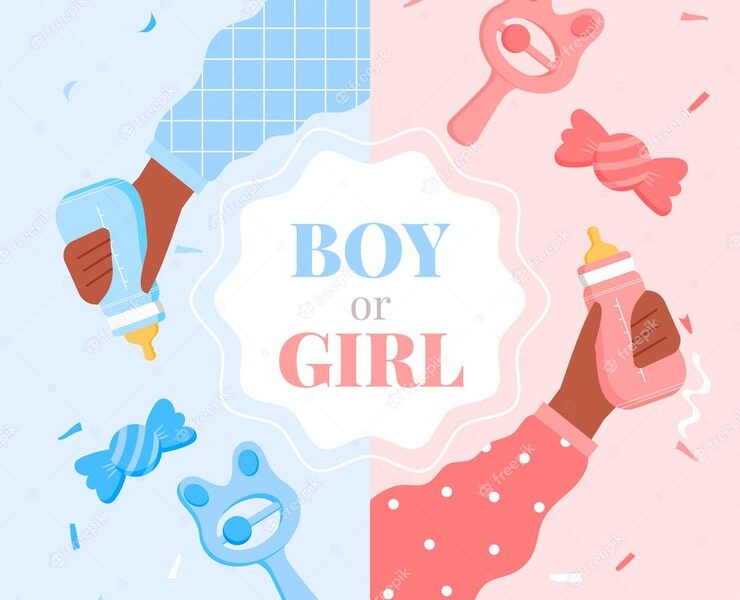 Illustrated flat gender reveal concept Free Vector