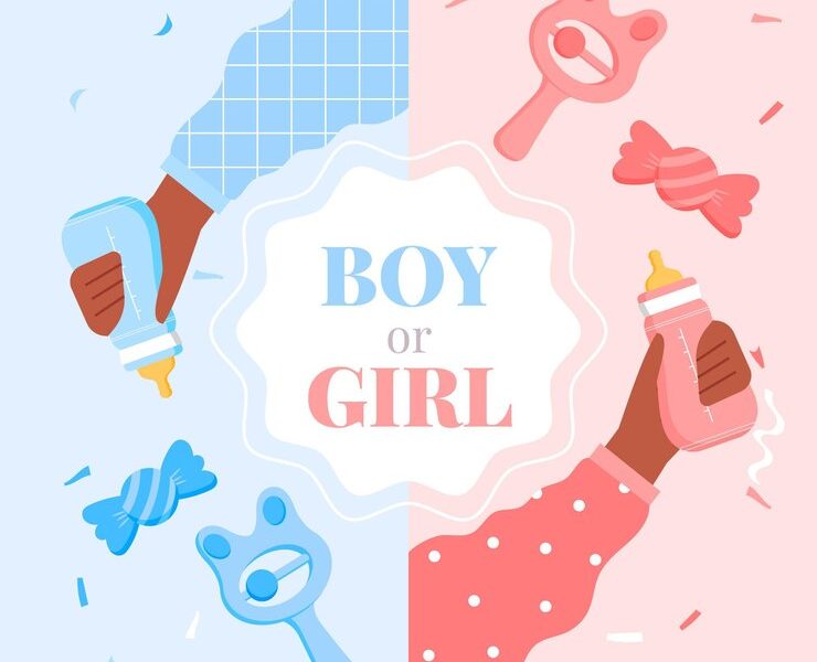 Illustrated flat gender reveal concept Free Vector