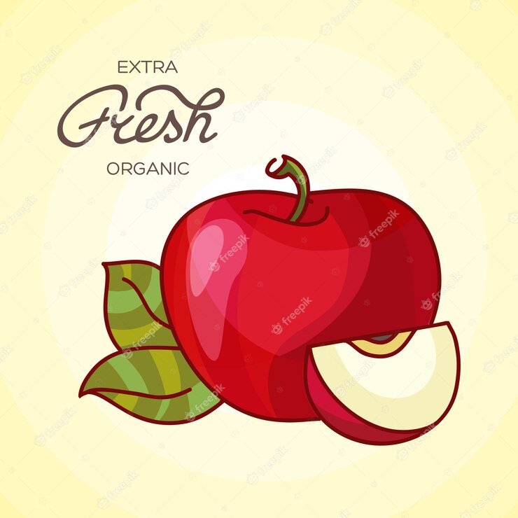 Illustration Detailed Big Shiny Red Apple 1416 149