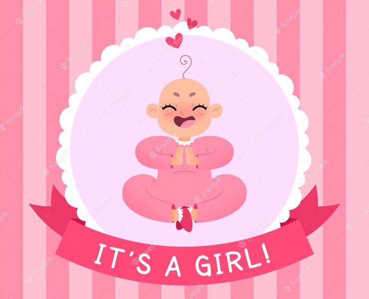 Its a girl baby shower template Free Vector