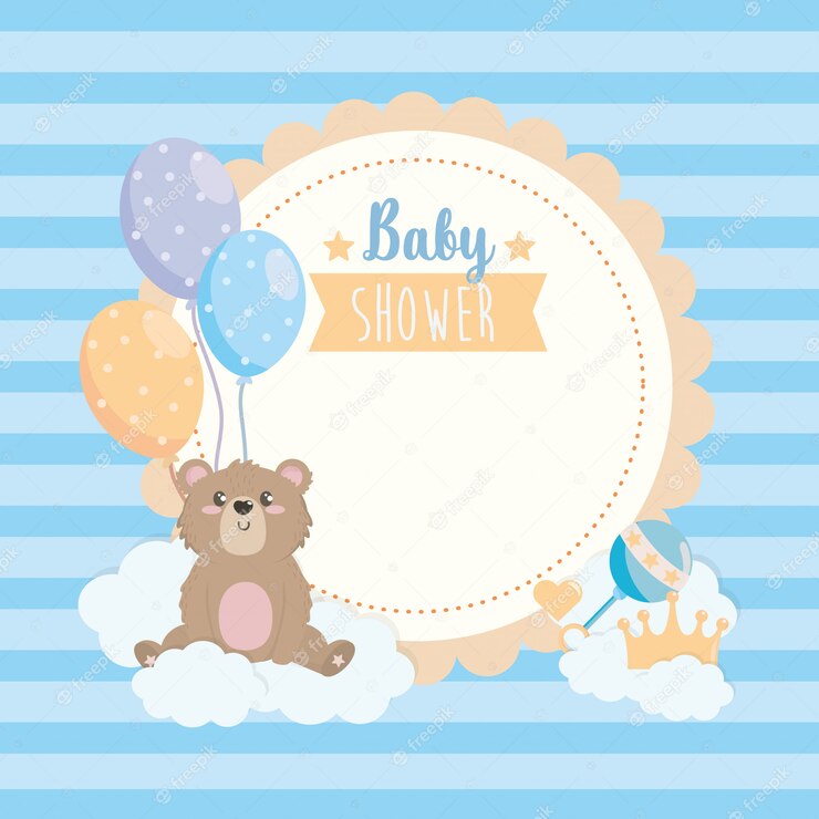 Label Teddy Bear With Ballons Clouds 24640 46097