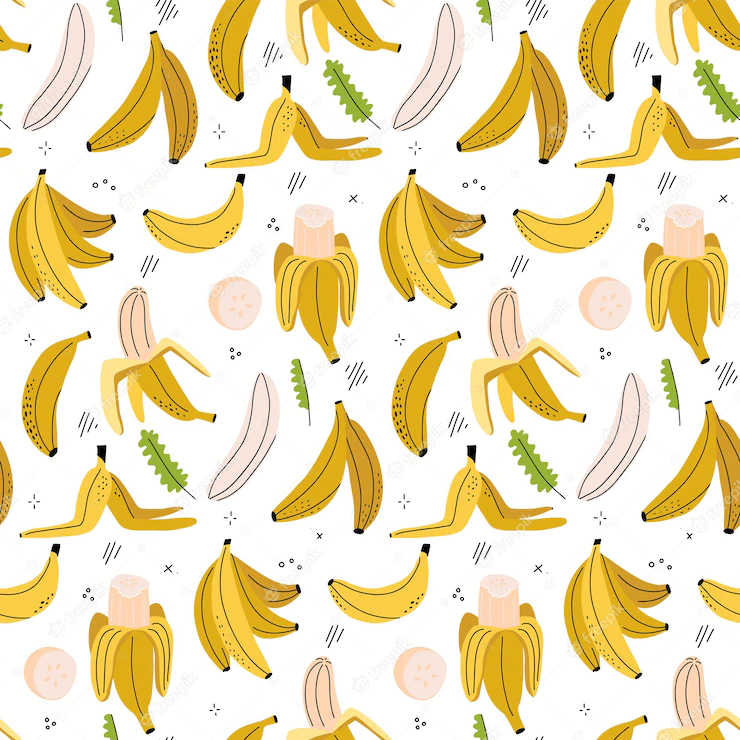 Linear Hand Drawn Bananas Seamless Pattern Tropical Food Vegetarian Organic Background With Exotic B 119217 3349
