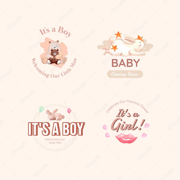 Logo With Baby Shower Design Concept Brand Marketing Watercolor Vector Illustration 83728 3993