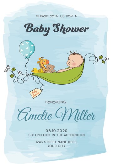 Lovely Baby Boy Shower Card Template 1020 1125