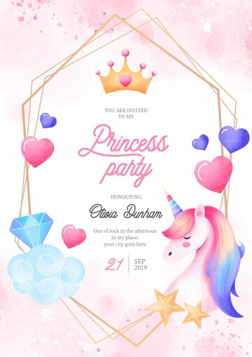 Lovely Princess Party Invitation Template With Fantasy Elements 1361 1468