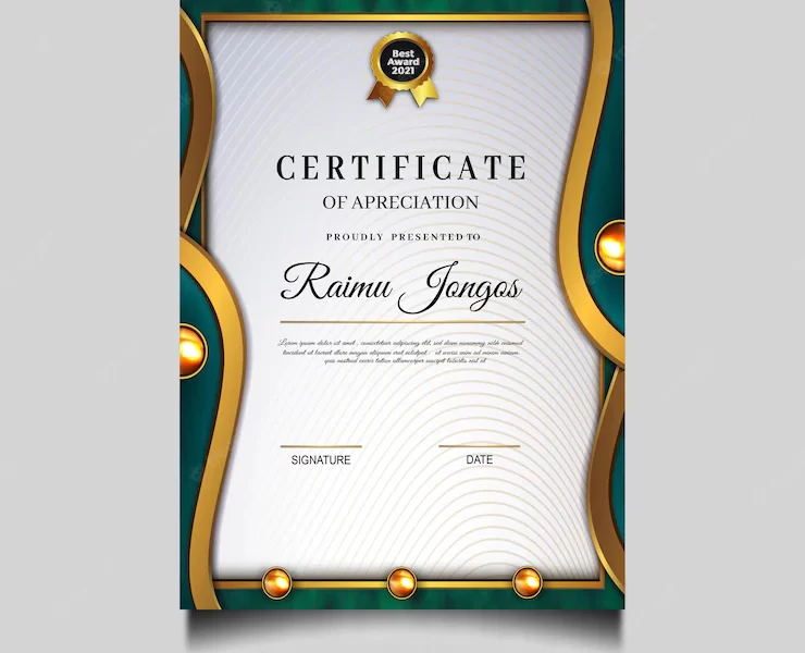 Luxury diploma certificate archievement template design Free Vector