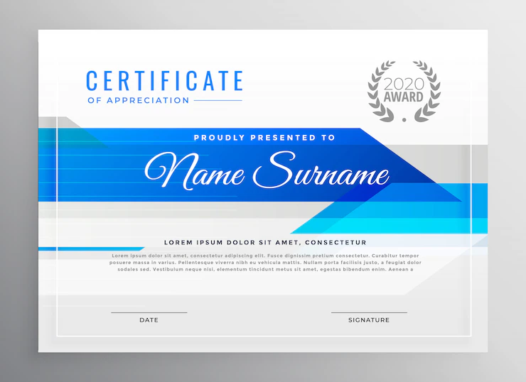 Modern Blue Horizontal Diploma Certificate Template 1017 17255