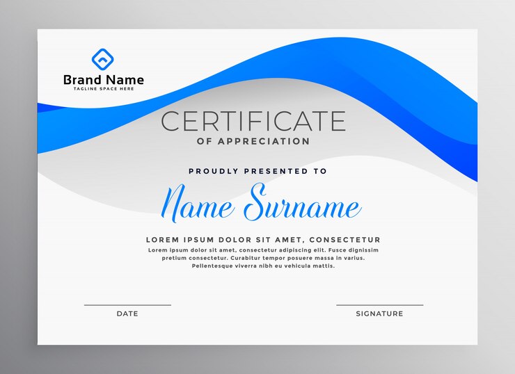 Modern Blue Professional Certificate Template 1017 14236