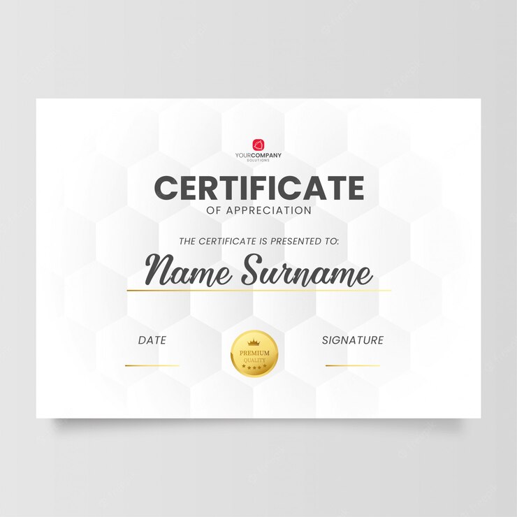 Modern Certificate Appreciation Template With Hexagonal Shapes 1361 2672