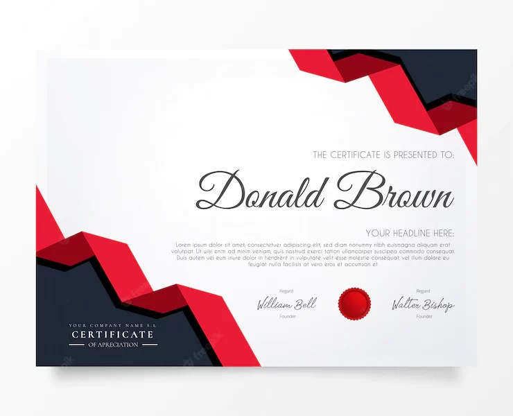 Modern certificate of appreciation with origami shapes Free Vector