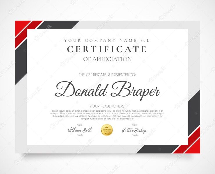 Modern certificate of appreciation Free Vector