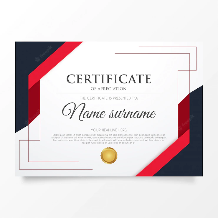 Modern Red Certificate Template With Abstract Shapes 1361 2455