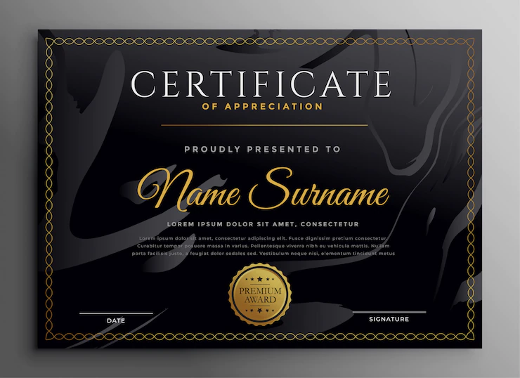 Multipurpose Certificate Template Dark Golden Theme Design 1017 26828