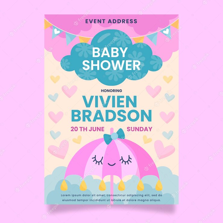 Organic Flat Chuva De Amor Baby Shower Card 23 2148941614