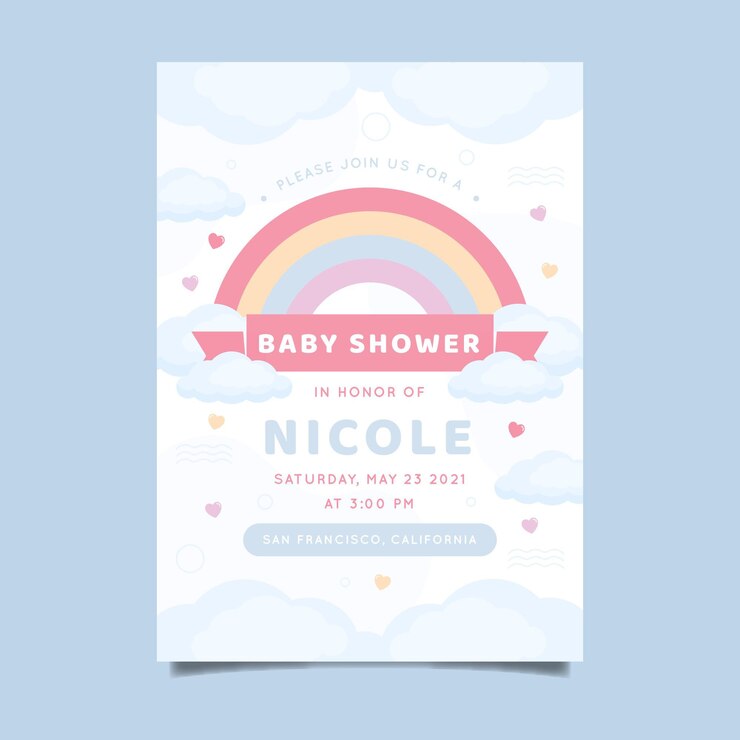 Organic Flat Chuva De Amor Baby Shower Invitation 23 2148916731