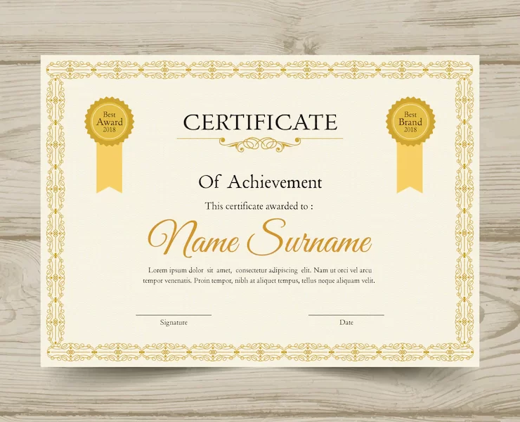 Ornamental certificate template in retro style Free Vector