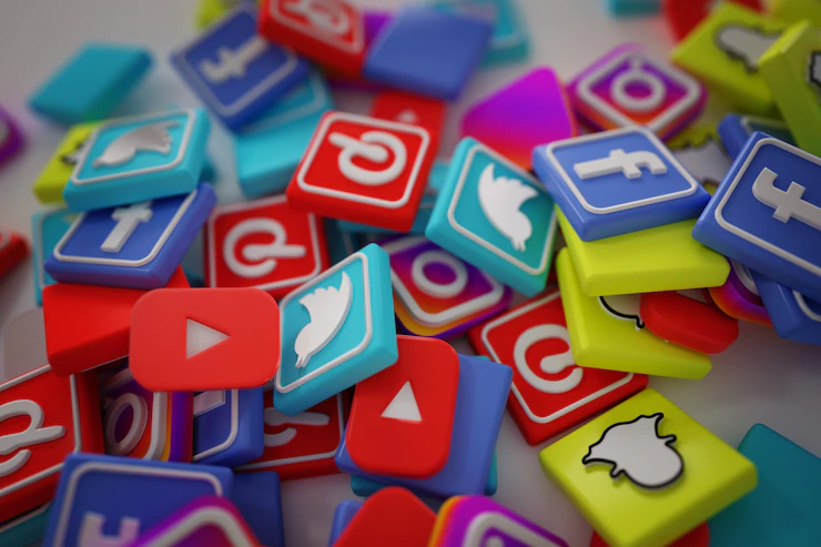 Pile 3d Popular Social Media Logos 1379 881