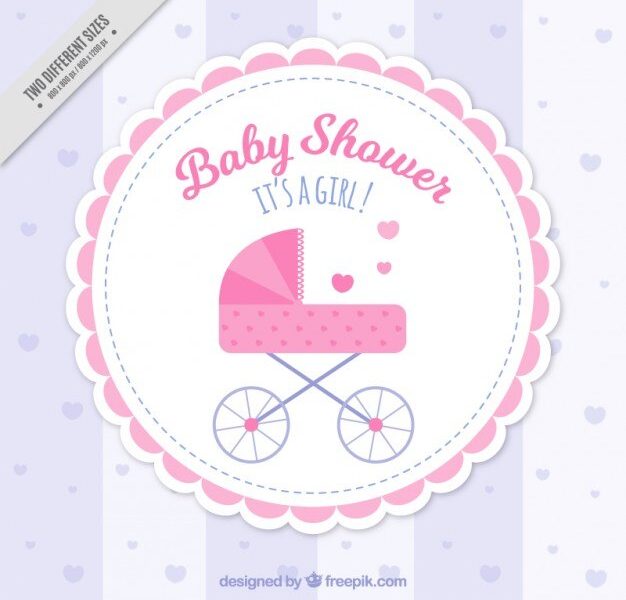 Pink baby shower background Free Vector