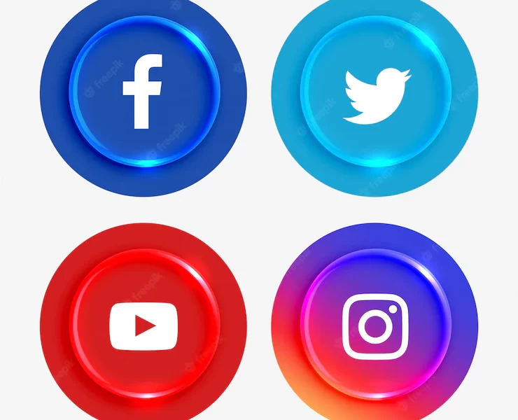 Popular social media logotypes buttons set Free Vector Popular social media logotypes buttons set Free Vector