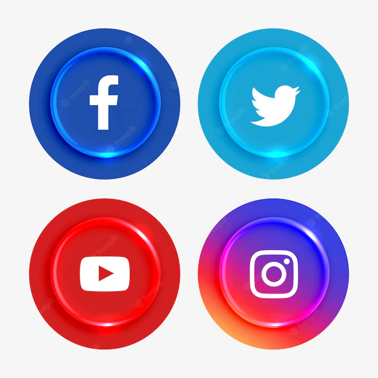 Popular Social Media Logotypes Buttons Set 1017 22236