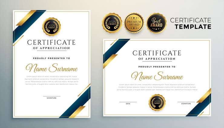 Premium Certificate Template With Golden Geometric Shapes 1017 29523