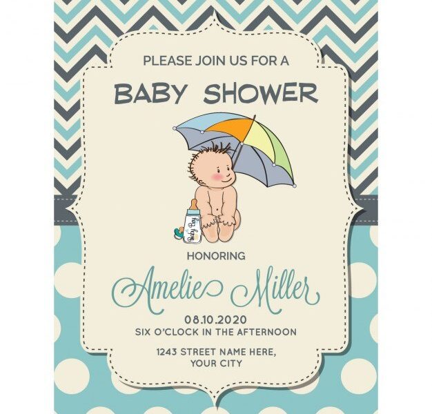 Pretty invitation for baby shower Free Vector