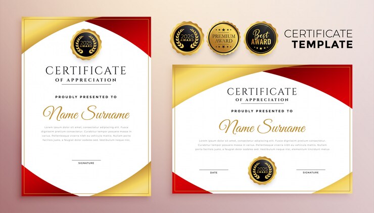 Red Gold Multipurpose Certificate Template Design 1017 27150