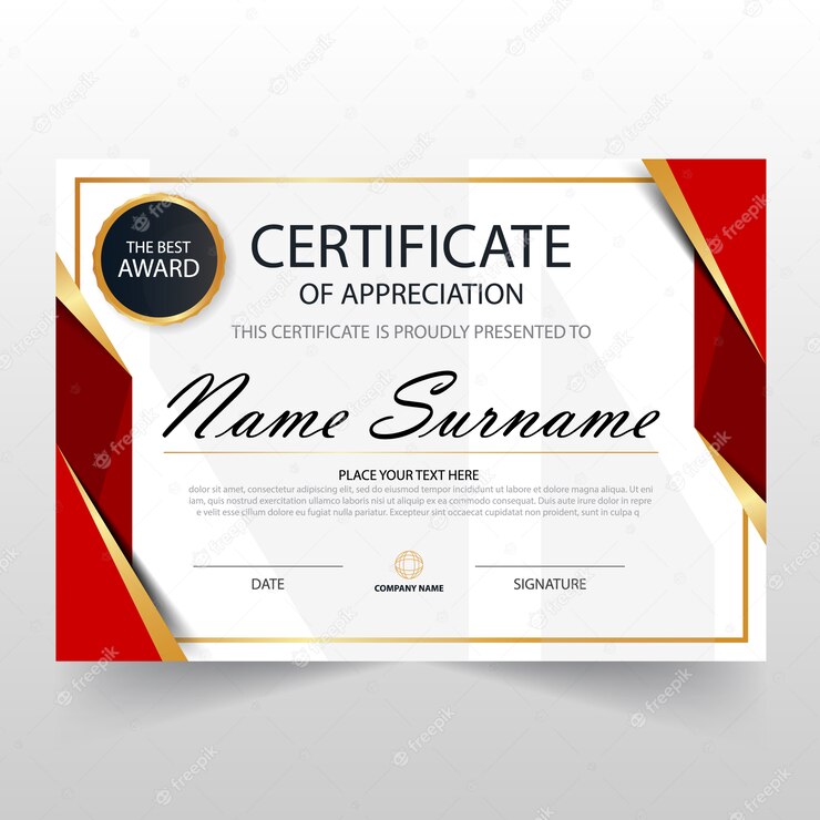 Red Horizontal Certificate Template 1201 1315