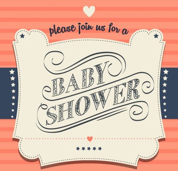 Retro baby shower invitation Free Vector