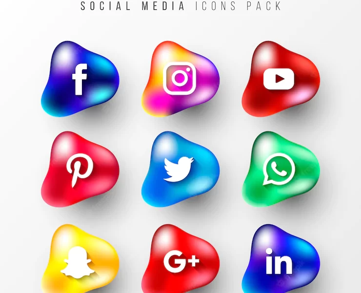 Social media icons packs with fluid shapes Free Vector Social media icons packs with fluid shapes Free Vector