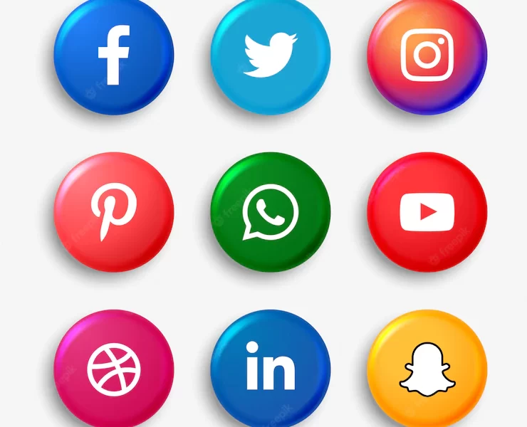 Social media logo buttons set Free Vector