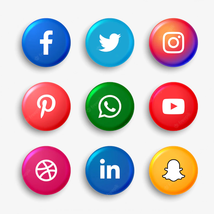 Social Media Logo Buttons Set 1017 22237