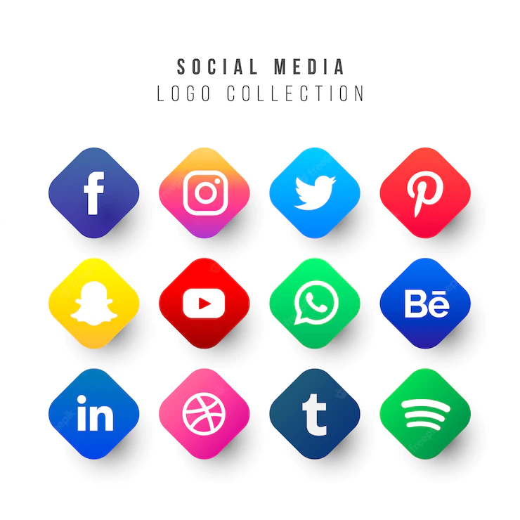 Social Media Logos Collection With Geometric Shapes 69286 73