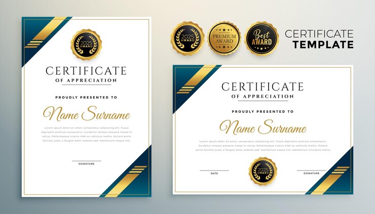 Stylish Diploma Certificate Multipurpose Template Premium Golden Style 1017 32509