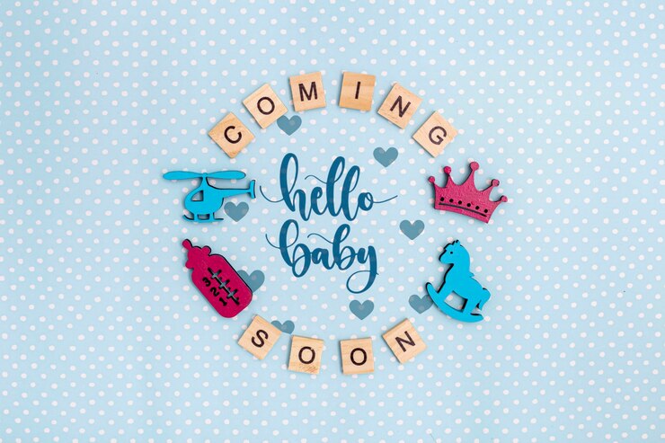 Top view of baby shower decorations Free Psd