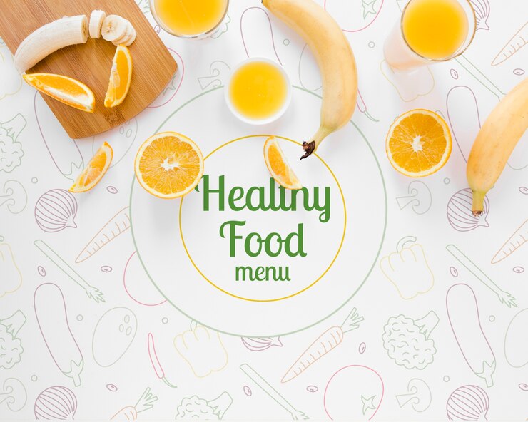 Top view healthy food concept with bananas Free Psd