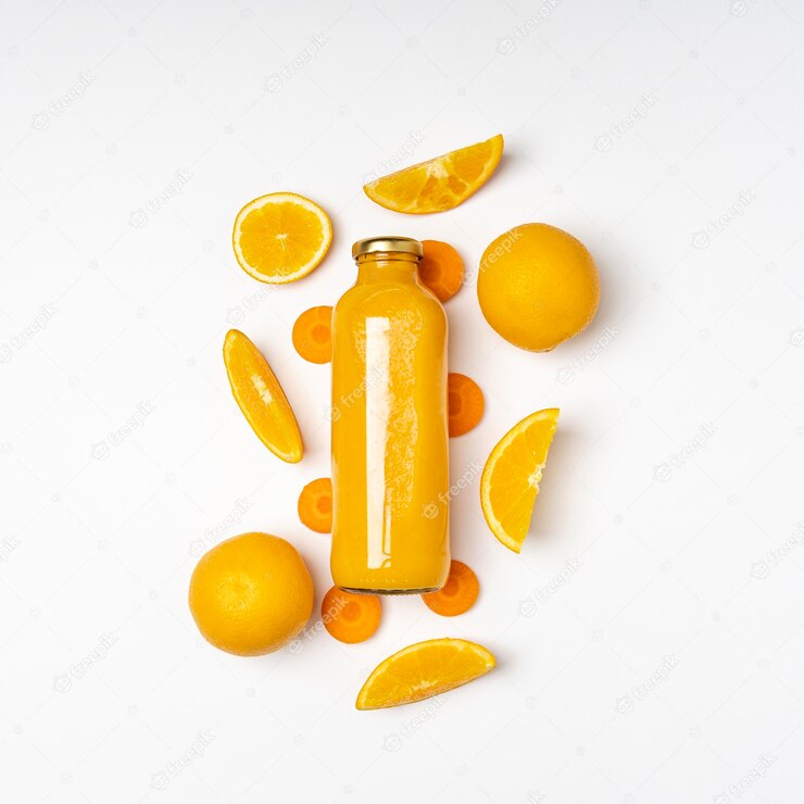 Top View Orange Juice Bottle 23 2148785347