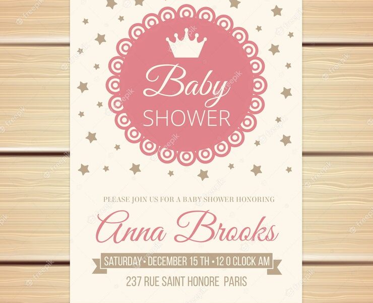 Vintage baby shower invitation with stars Free Vector