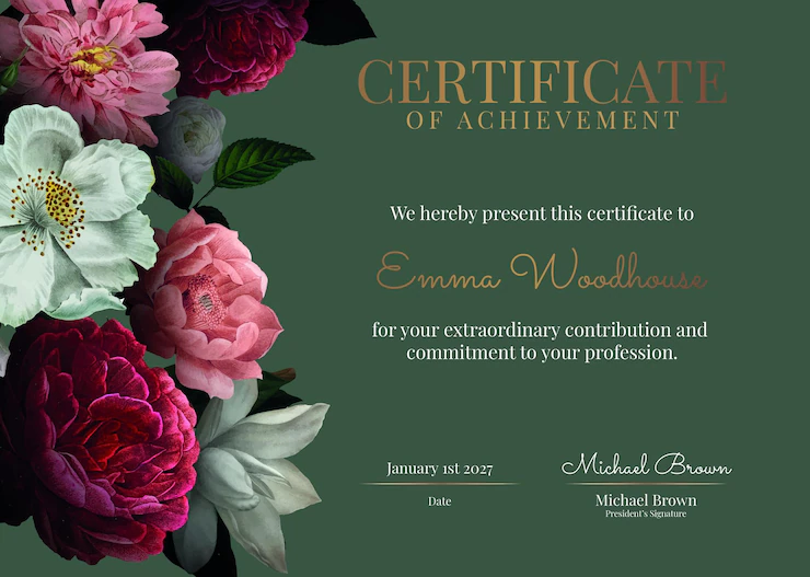 Vintage Floral Certificate Template Psd Luxury Style 53876 123373