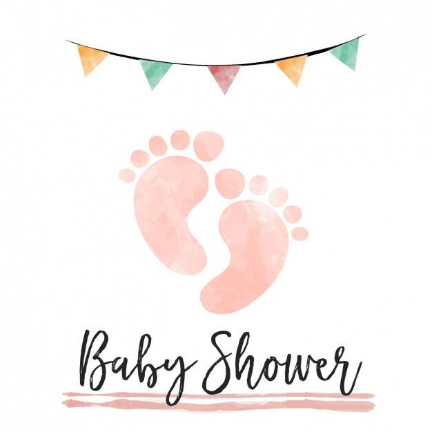 Watercolor Baby Shower Card With Footprints 1174 18