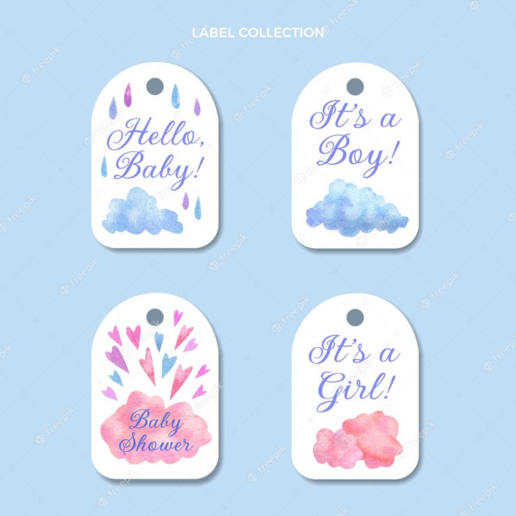 Watercolor Hand Drawn Baby Shower Labels 23 2149251512