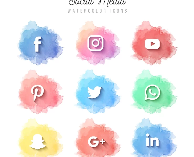 Watercolor social media icons Free Vector Watercolor social media icons Free Vector
