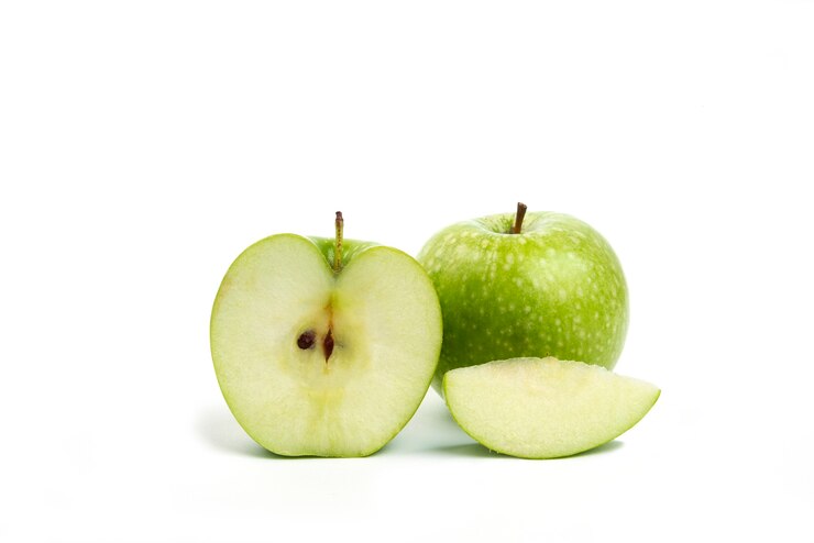 Whole Sliced Green Apples Isolated White 114579 73120