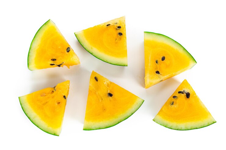 Yellow watermelon on white background Free Photo