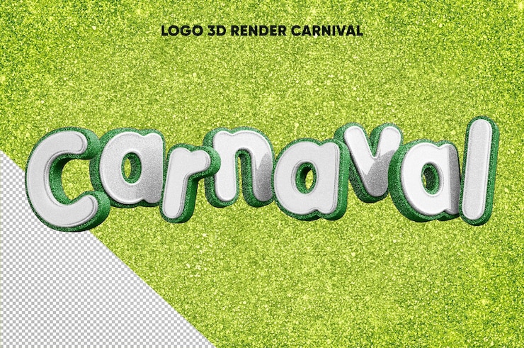 3d Render Carnival Logo With Realistic Green Glitter Texture With White 220664 2643