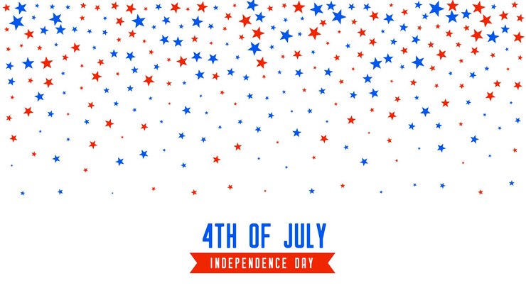4th of july background with falling stars confetti Free Vector