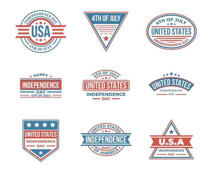 4th of july badge collection Free Vector