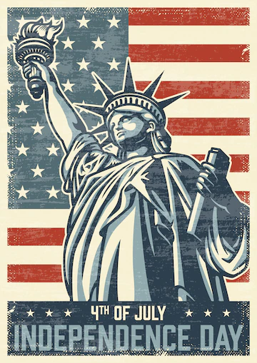 4th of july vintage poster Free Vector
