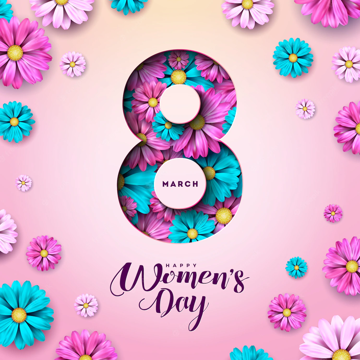 8 March Happy Womens Day Floral Greeting Card 1314 2597